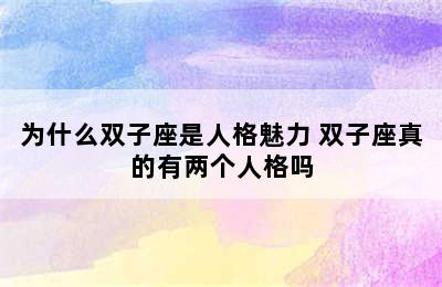 为什么双子座是人格魅力 双子座真的有两个人格吗